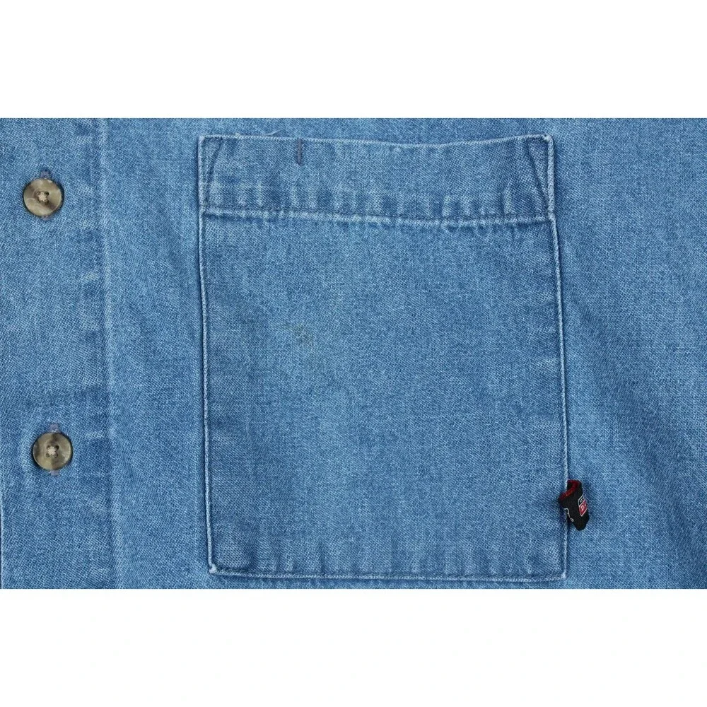 Dickies Shirt Mens XL Blue Denim 100% Cotton Button Up Workwear - Picture 10 of 16